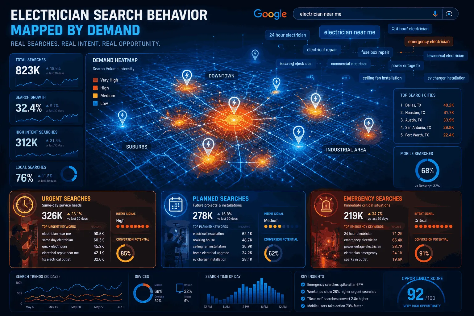 Mapping Real Electrical Demand Across Search Behavior